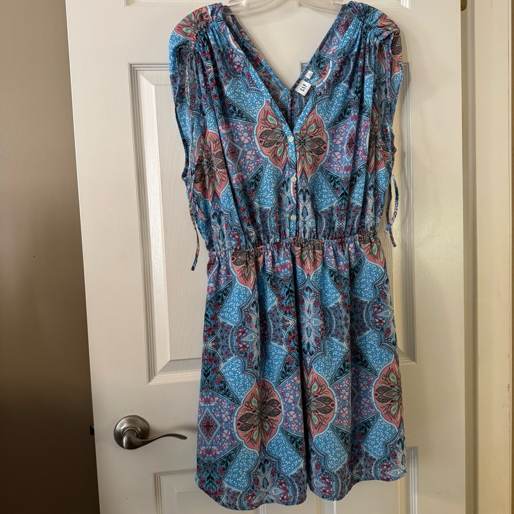 Gap L Colorful Bohemian Sleeveless V-Nevk Mini Dress